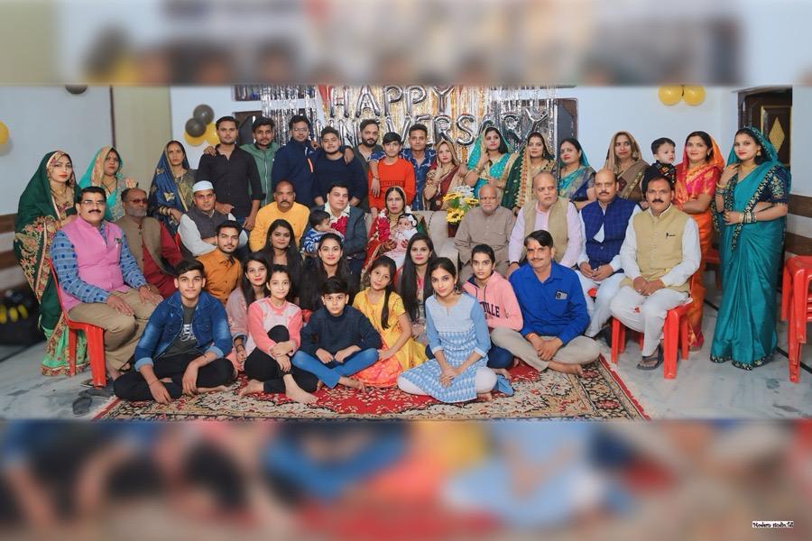 The Dixit family together at a celebration